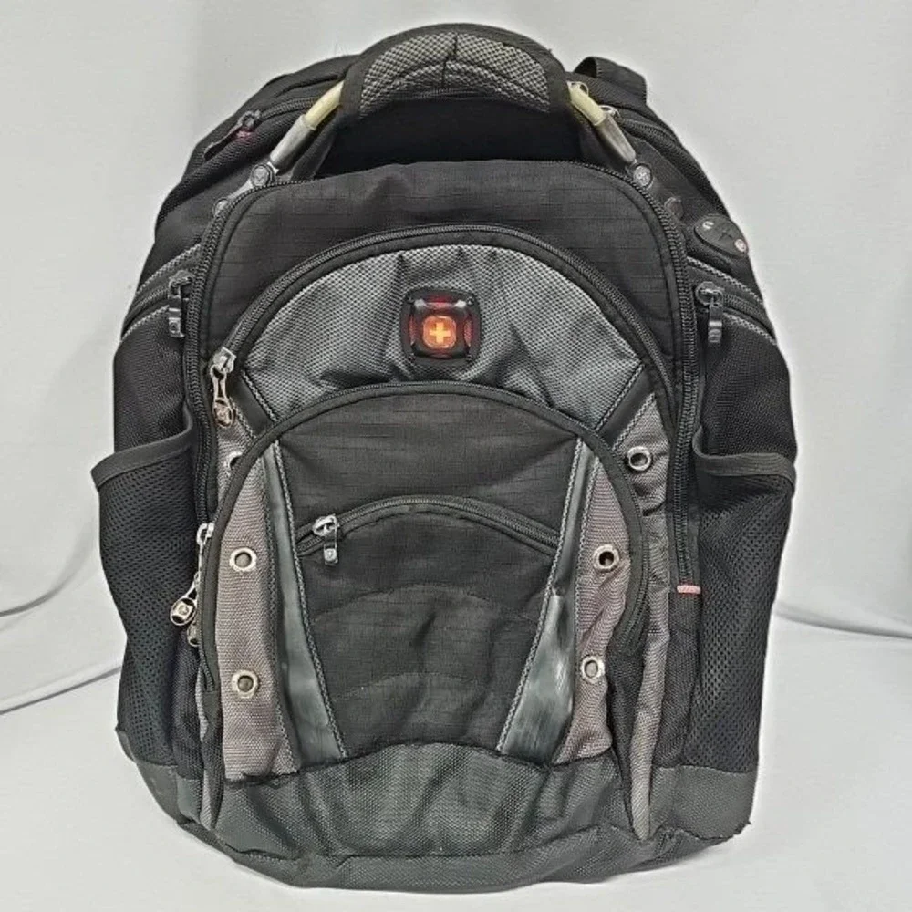 SwissGear ScanSmart Laptop Backpack Black Gray Travel School Bag Heavy Duty